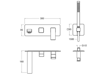 QUADRI S CRIQS103 - Wall-mounted bathtub set with hand shower by CRISTINA Rubinetterie - view 3